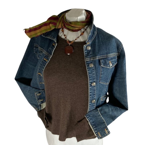 360 Cashmere Brown Lightweight Cashmere Boxy Fit Crewneck Pullover Sweater Sz S - Picture 9 of 16